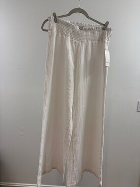 Wonderly Cream Gauze Wide-Leg Pants